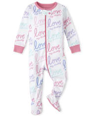 Baby And Toddler Girls Mommy And Daddy Snug Fit Cotton One Piece Pajamas