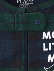Pijamas de una pieza de algodón ajustados a cuadros de hombrecito de mamá para bebés y niños pequeños