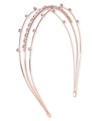 Diadema de metal de triple hilera con diamantes de imitación para niñas