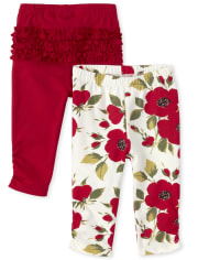 Baby Girls Floral Ruffle Pants 2-Pack