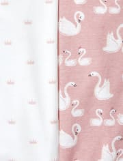 Baby Girls Glitter Swan Graphic Bodysuit 5-Pack