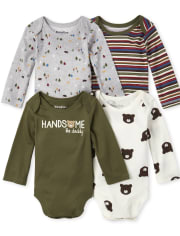 Body para bebé niño con gráfico Daddy Bear, paquete de 4
