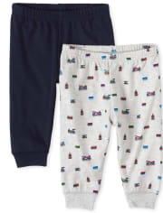 Baby Boys Train Pants 2-Pack