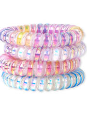 Girls Holographic Coil Bracelet 4-Pack