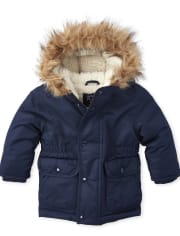 The Childrens Place Big Boys Faux Fur Lined Parka