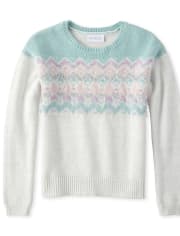 Girls Fair Isle Eyelash Matching Sweater