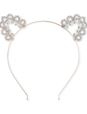 Girls Jeweled Cat Ears Metal Headband