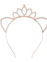 Girls Rhinestud Tiara Cat Ears Metal Headband