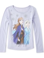 Girls Disney Frozen 2 Glitter Anna And Elsa Graphic Tee