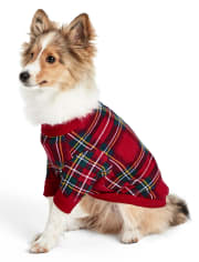 Dog Matching Family Christmas Plaid Print Snug Fit Cotton Pajamas