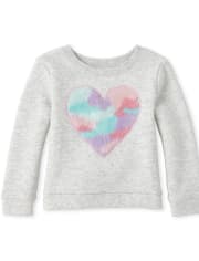 Sudadera activa de felpa francesa con piel sintética para bebés y niñas pequeñas