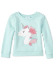Baby And Toddler Girls Active Faux Fur French Terry Sweatshirt
