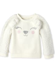 Baby And Toddler Girls Glitter Polar Bear French Terry Sweatshirt