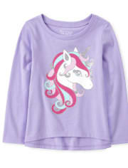 Top asimétrico con purpurina para bebés y niñas pequeñas