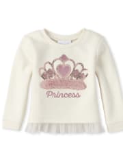 Baby And Toddler Girls Embellished French Terry Peplum Sweatshirt