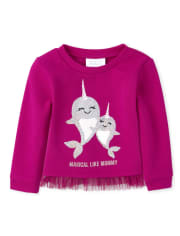 Baby And Toddler Girls Embellished French Terry Peplum Sweatshirt