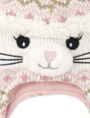 Toddler Girls Glitter Cat Hat And Mittens Set