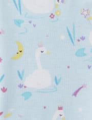Pijamas de algodón ajustados con diseño de cisne para bebés y niñas pequeñas