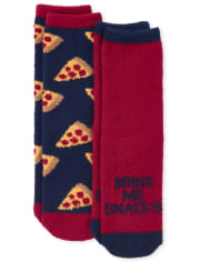 Boys Pizza Cozy Socks 2-Pack