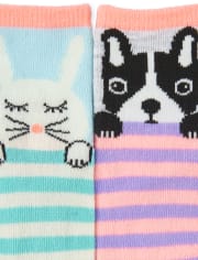 Baby And Toddler Girls Animal Midi Socks 6-Pack