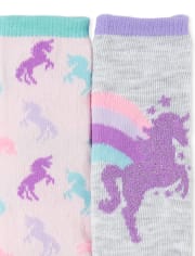 Lot de 6 chaussettes mi-longues licorne pour bébés et petites filles