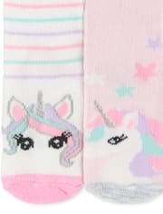Lot de 6 chaussettes mi-longues licorne pour bébés et petites filles