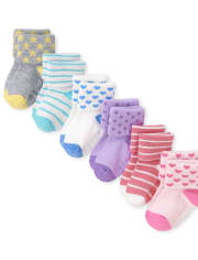The Childrens Place girls Toddler Butterfly Turn Cuff Socks 6-pack
