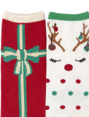 Girls Glitter Christmas Crew Socks 3-Pack