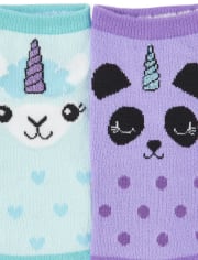 Girls Glitter Crittercorn Ankle Socks 6-pack