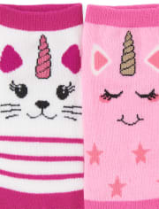 Girls Glitter Crittercorn Ankle Socks 6-pack