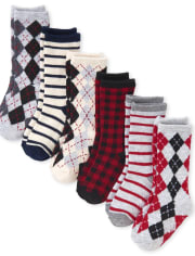 Paquete de 6 calcetines redondos Argyle para niños pequeños