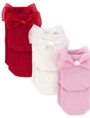 Pack de 3 calcetines con lazo para bebé niña