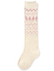 Girls Glitter Fair Isle Boot Socks