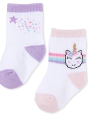 Lot de 6 chaussettes licorne pailletées pour bébé fille