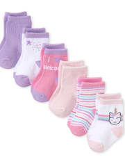 Lot de 6 chaussettes licorne pailletées pour bébé fille