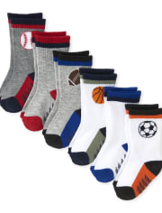 Baby And Toddler Boys Sports Crew Socks 6-Pack