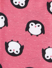Baby And Toddler Girls Penguin Face Matching Snug Fit Cotton Pajamas