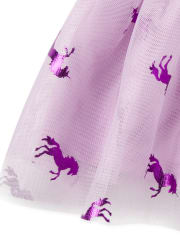 Baby And Toddler Girls Glitter Unicorn Princess Knit To Woven Dress