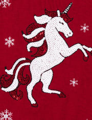 Baby And Toddler Girls Sequin Christmas Unicorn Sweater