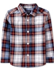Baby And Toddler Boys Plaid Poplin Matching Button Down Shirt
