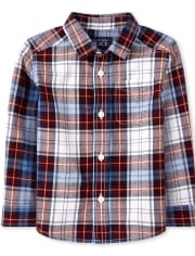 Baby And Toddler Boys Plaid Poplin Matching Button Down Shirt