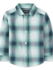 Chemise boutonnée assortie en popeline à carreaux pour bébés et tout-petits garçons
