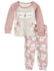 Baby And Toddler Girls Night Owl Matching Snug Fit Cotton Pajamas