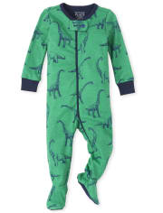 Pijama de una pieza de algodón con ajuste ceñido Dino para bebés y niños pequeños
