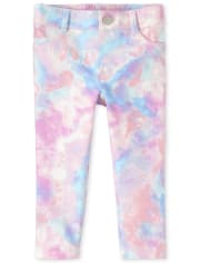 Jeggings sin cierres de rizo francés teñido anudado para bebés y niñas pequeñas