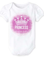 Body para bebé niña con estampado de princesa con purpurina