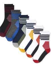 Boys Striped Cushioned Crew Socks 6-Pack