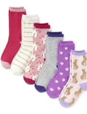 Paquete de 6 calcetines deportivos con estampado de animales y purpurina para niñas