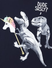 Camiseta con estampado de dinosaurio y unicornio para niños