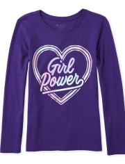 Girls Glitter Girl Power Graphic Tee